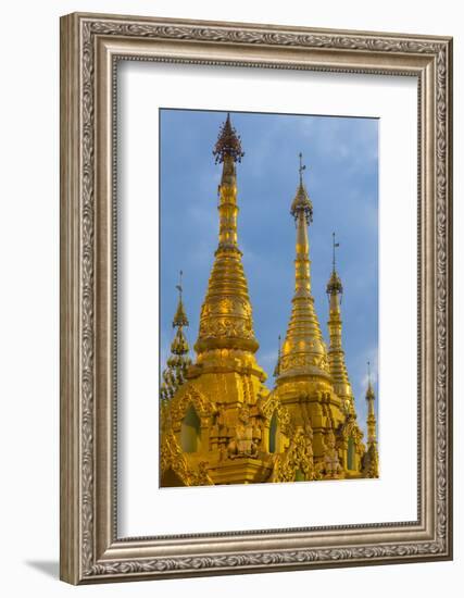 Myanmar. Yangon. Shwedagon Pagoda. Golden Spires Gleam at Twilight-Inger Hogstrom-Framed Photographic Print