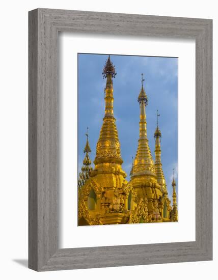 Myanmar. Yangon. Shwedagon Pagoda. Golden Spires Gleam at Twilight-Inger Hogstrom-Framed Photographic Print