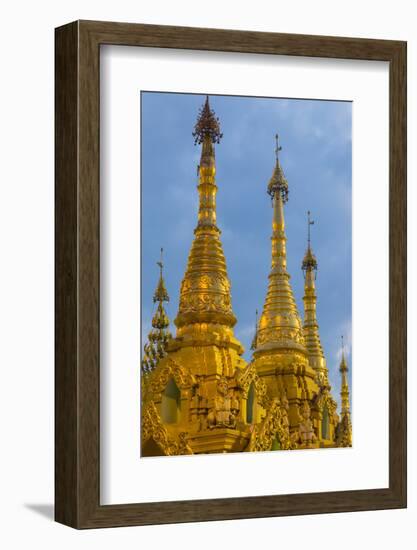 Myanmar. Yangon. Shwedagon Pagoda. Golden Spires Gleam at Twilight-Inger Hogstrom-Framed Photographic Print