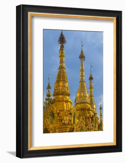 Myanmar. Yangon. Shwedagon Pagoda. Golden Spires Gleam at Twilight-Inger Hogstrom-Framed Photographic Print