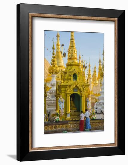 Myanmar. Yangon. Shwedagon Pagoda. Locals Lighting Candles-Inger Hogstrom-Framed Photographic Print