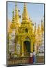 Myanmar. Yangon. Shwedagon Pagoda. Locals Lighting Candles-Inger Hogstrom-Mounted Photographic Print