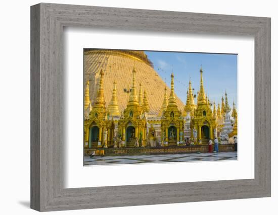 Myanmar. Yangon. Shwedagon Pagoda. Locals Lighting Candles-Inger Hogstrom-Framed Photographic Print