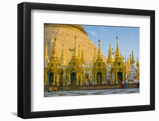 Myanmar. Yangon. Shwedagon Pagoda. Locals Lighting Candles-Inger Hogstrom-Framed Photographic Print