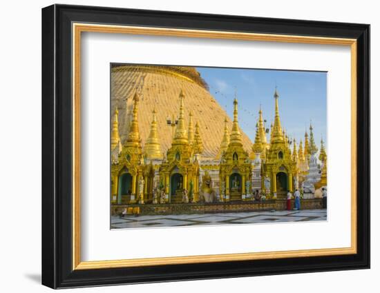 Myanmar. Yangon. Shwedagon Pagoda. Locals Lighting Candles-Inger Hogstrom-Framed Photographic Print