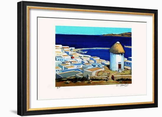 Myconos : Moulin sur les hauteurs-Jean Claude Quilici-Framed Limited Edition