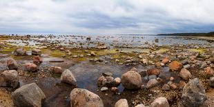 Baltic Sea coast with granite boulders on a cloudy day, Estonia, Europe-Mykola Iegorov-Photographic Print