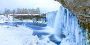 Winter ice covered and snowy waterfall, Estonia, Europe-Mykola Iegorov-Photographic Print