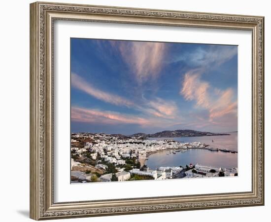 Mykonos Harbor at Sunset, Mykonos, Greece-Adam Jones-Framed Photographic Print