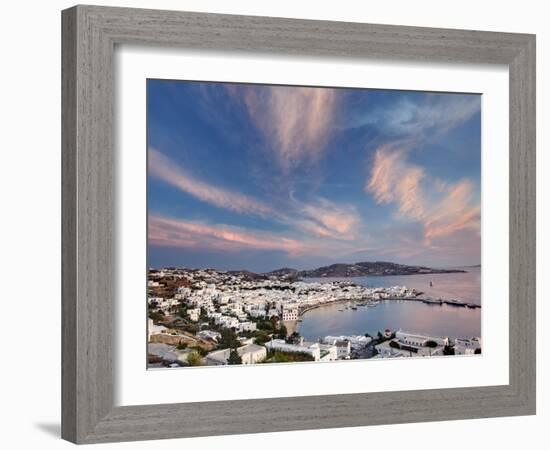 Mykonos Harbor at Sunset, Mykonos, Greece-Adam Jones-Framed Photographic Print