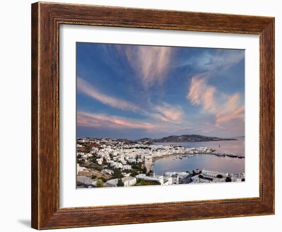 Mykonos Harbor at Sunset, Mykonos, Greece-Adam Jones-Framed Photographic Print