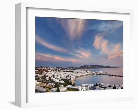 Mykonos Harbor at Sunset, Mykonos, Greece-Adam Jones-Framed Photographic Print