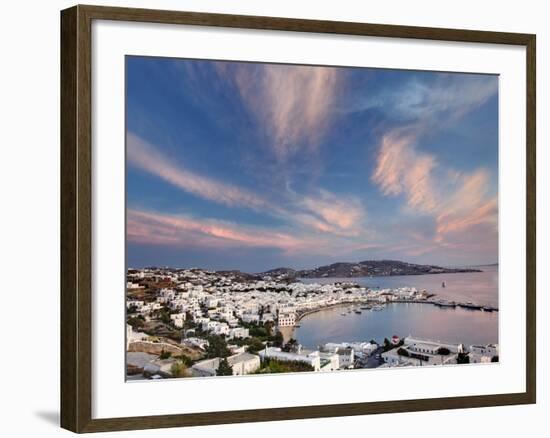 Mykonos Harbor at Sunset, Mykonos, Greece-Adam Jones-Framed Photographic Print