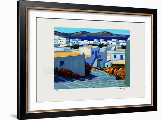 Mykonos : le petit escalier-Jean Claude Quilici-Framed Limited Edition