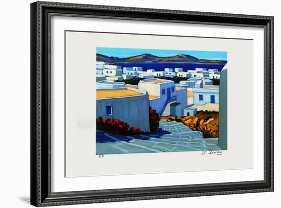 Mykonos : le petit escalier-Jean Claude Quilici-Framed Limited Edition