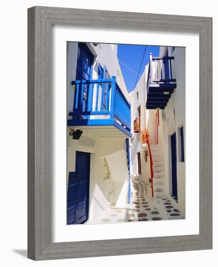 Mykonos, Mykonos Town, a Narrow Street in the Old Town,Cyclades Islands, Greece-Fraser Hall-Framed Photographic Print