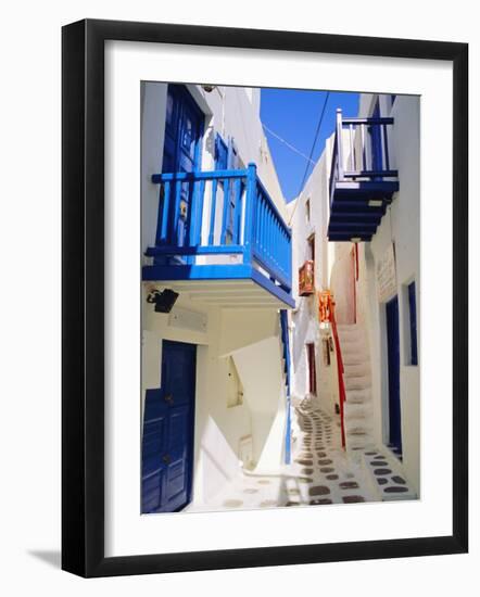 Mykonos, Mykonos Town, a Narrow Street in the Old Town,Cyclades Islands, Greece-Fraser Hall-Framed Photographic Print