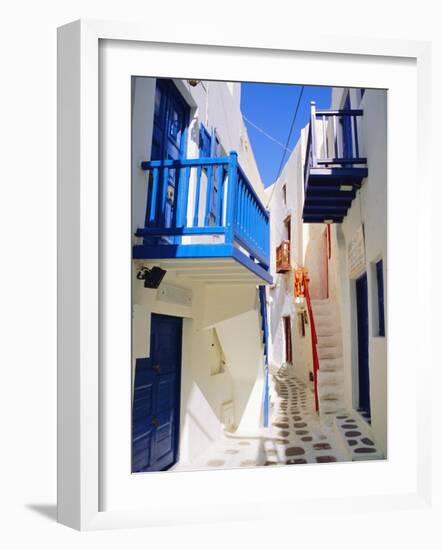 Mykonos, Mykonos Town, a Narrow Street in the Old Town,Cyclades Islands, Greece-Fraser Hall-Framed Photographic Print