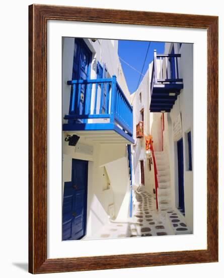 Mykonos, Mykonos Town, a Narrow Street in the Old Town,Cyclades Islands, Greece-Fraser Hall-Framed Photographic Print