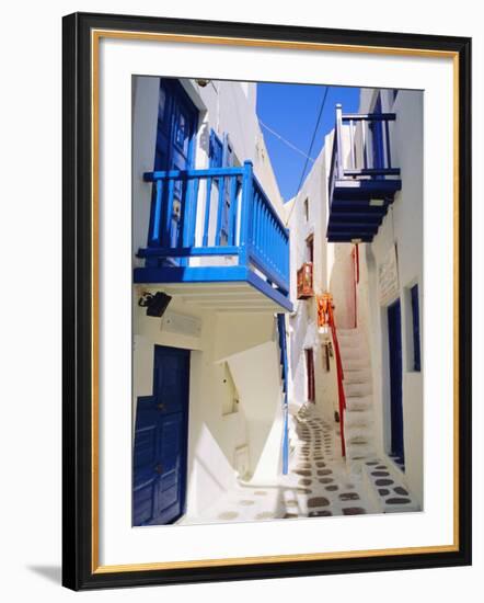 Mykonos, Mykonos Town, a Narrow Street in the Old Town,Cyclades Islands, Greece-Fraser Hall-Framed Photographic Print