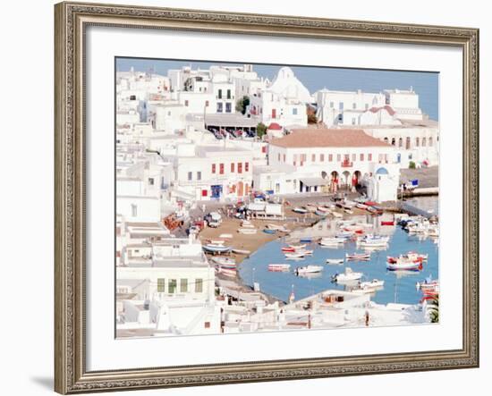 Mykonos Town at Sunset, Mykonos, Greece-Walter Bibikow-Framed Photographic Print