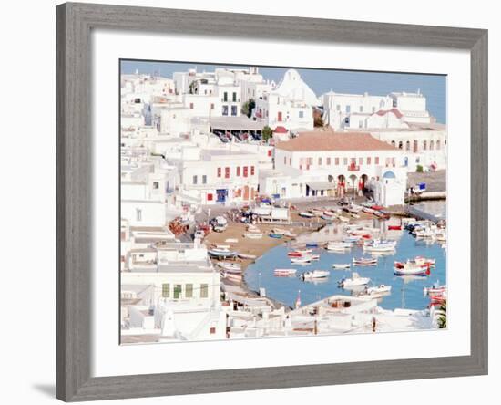 Mykonos Town at Sunset, Mykonos, Greece-Walter Bibikow-Framed Photographic Print