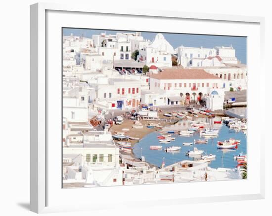 Mykonos Town at Sunset, Mykonos, Greece-Walter Bibikow-Framed Photographic Print