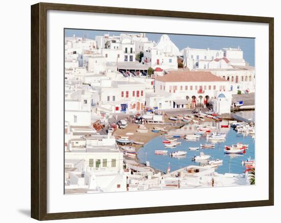 Mykonos Town at Sunset, Mykonos, Greece-Walter Bibikow-Framed Photographic Print