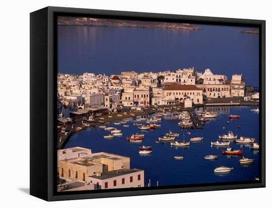 Mykonos Town at Sunset, Mykonos, Greece-Walter Bibikow-Framed Premier Image Canvas