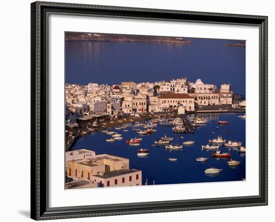 Mykonos Town at Sunset, Mykonos, Greece-Walter Bibikow-Framed Photographic Print
