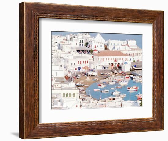 Mykonos Town at Sunset, Mykonos, Greece-Walter Bibikow-Framed Photographic Print