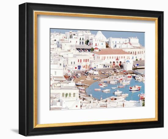 Mykonos Town at Sunset, Mykonos, Greece-Walter Bibikow-Framed Photographic Print