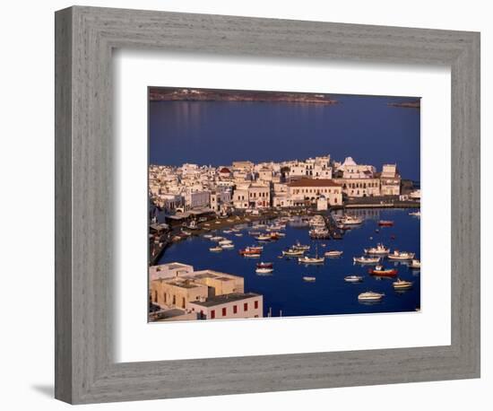 Mykonos Town at Sunset, Mykonos, Greece-Walter Bibikow-Framed Photographic Print