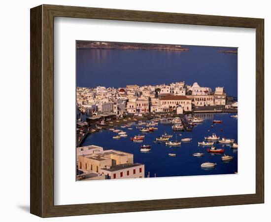 Mykonos Town at Sunset, Mykonos, Greece-Walter Bibikow-Framed Photographic Print