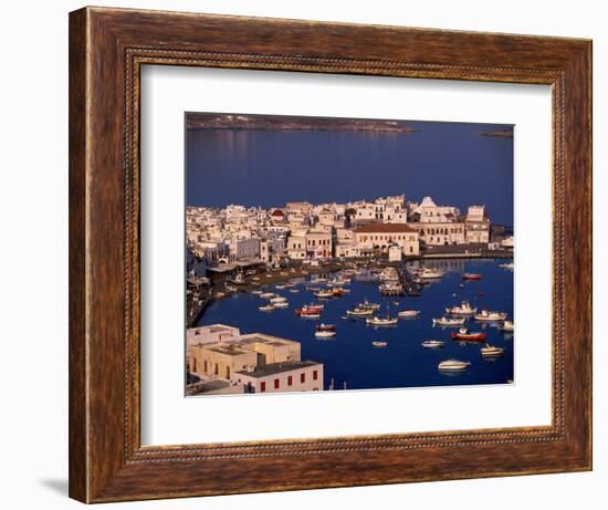 Mykonos Town at Sunset, Mykonos, Greece-Walter Bibikow-Framed Photographic Print