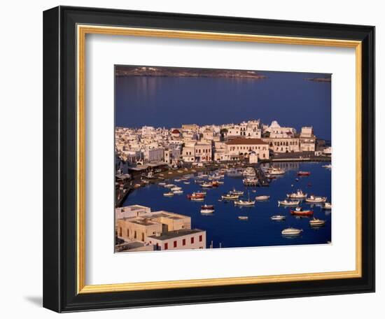 Mykonos Town at Sunset, Mykonos, Greece-Walter Bibikow-Framed Photographic Print