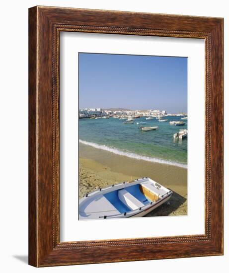 Mykonos Town Harbour from the Beach, Mykonos, Cyclades Islands, Greece, Europe-Fraser Hall-Framed Photographic Print