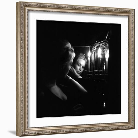 Mylène Demongeot Watching Herself in a Mirror, October 1965-DR-Framed Photographic Print