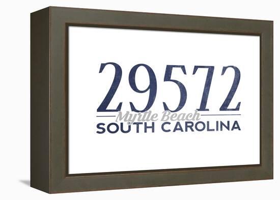 Myrtle Beach, South Carolina - 29572 Zip Code (Blue)-Lantern Press-Framed Stretched Canvas