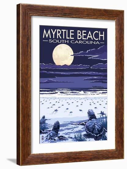 Myrtle Beach, South Carolina - Baby Sea Turtles-Lantern Press-Framed Premium Giclee Print