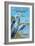 Myrtle Beach, South Carolina - Blue Herons-Lantern Press-Framed Art Print