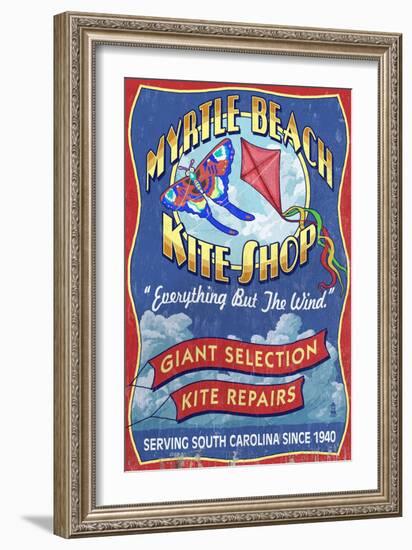 Myrtle Beach, South Carolina - Kite Shop-Lantern Press-Framed Art Print