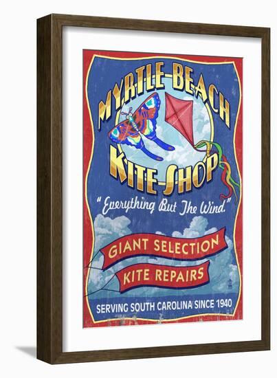 Myrtle Beach, South Carolina - Kite Shop-Lantern Press-Framed Art Print