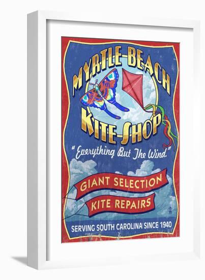 Myrtle Beach, South Carolina - Kite Shop-Lantern Press-Framed Art Print