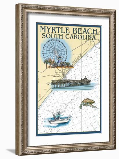 Myrtle Beach, South Carolina - Nautical Chart-Lantern Press-Framed Art Print