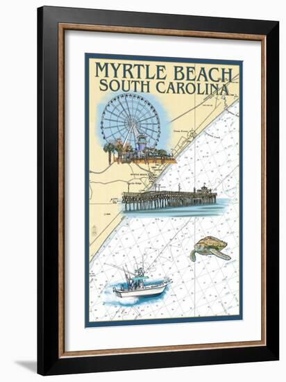 Myrtle Beach, South Carolina - Nautical Chart-Lantern Press-Framed Art Print