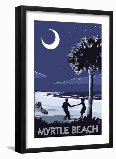 Myrtle Beach, South Carolina - Palmetto Moon Beach Dancers-Lantern Press-Framed Art Print