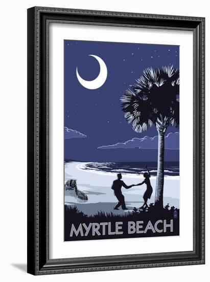 Myrtle Beach, South Carolina - Palmetto Moon Beach Dancers-Lantern Press-Framed Art Print