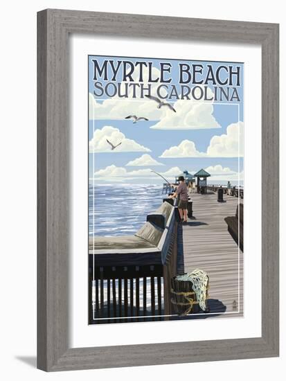 Myrtle Beach, South Carolina - Pier Scene-Lantern Press-Framed Art Print