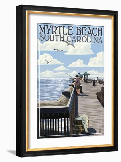 Myrtle Beach, South Carolina - Pier Scene-Lantern Press-Framed Art Print